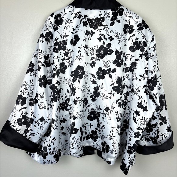 R&M Richards Woman Jacket 34W Black White Floral Zip-Up Sequins Special Occasion - Picture 2 of 13